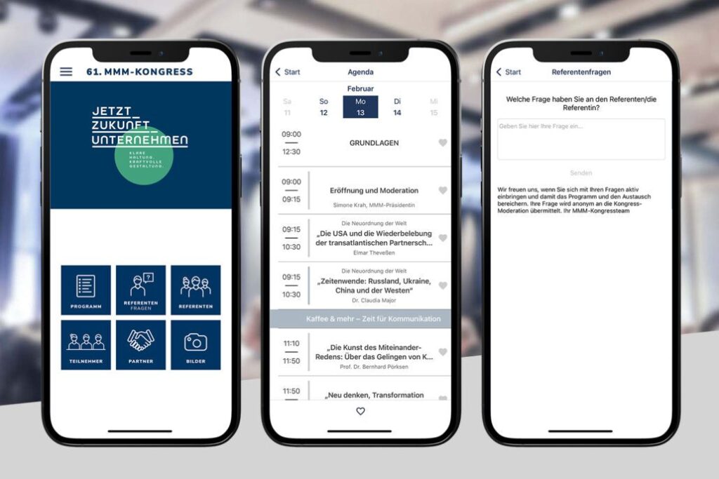 PRESTIGEföretag MMM Kongress app gränssnitt